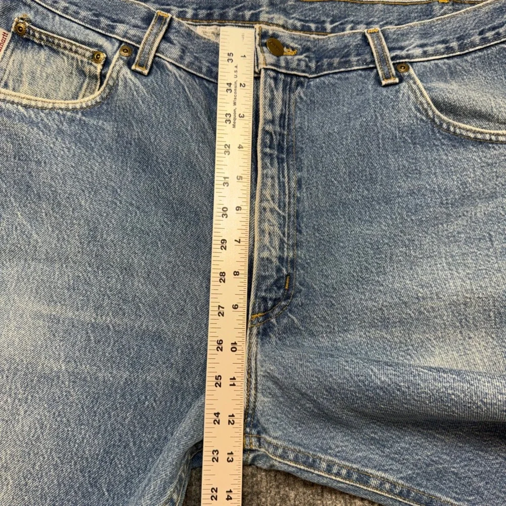 Carhartt Mens 38x26‎ Light Wash Jeans Straight Leg Workwear Denim